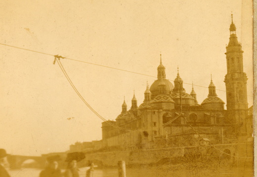 1900  zaragoza el pilar desde la barca que cruza el ebro
